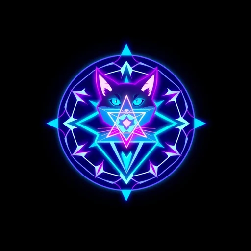 Cyberpunk Cat alchemy symbol